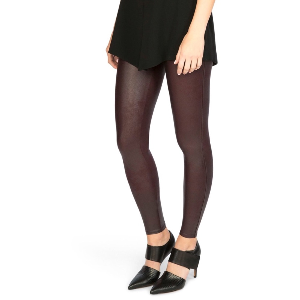 SPANX Faux leather wine leggings